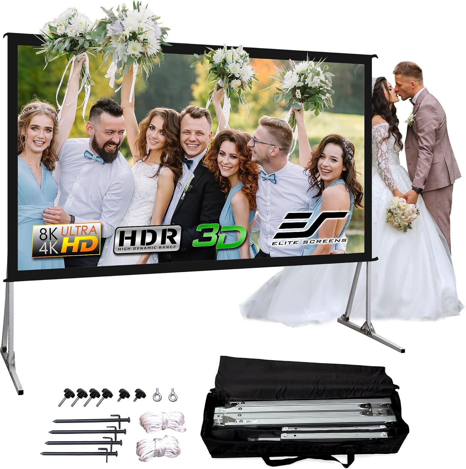 Elite Screens Yard Master 2, 120-inch Outdoor Portable Fast Folding Projector Screen with Stand