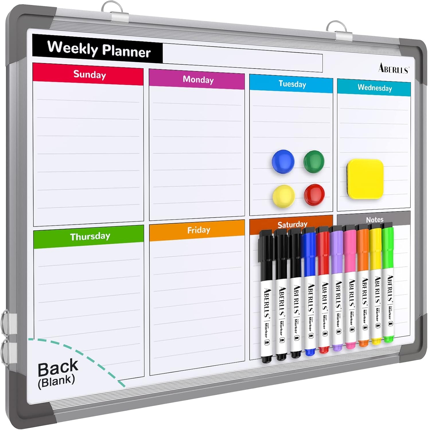 Weekly Calendar Whiteboard for Wall, Dry Erase Board, Magnetic White Board