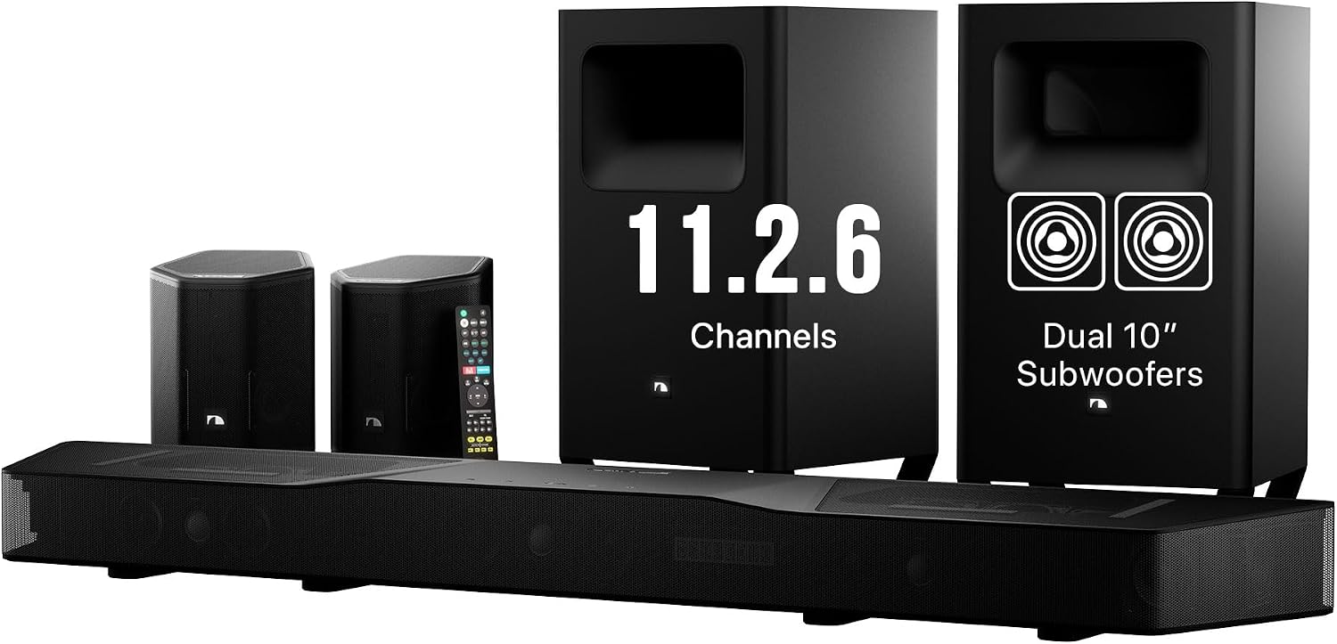 Nakamichi Shockwafe 11.2.6 Dolby Atmos and DTSX Surround Soundbar with Dual 10 inch Subs