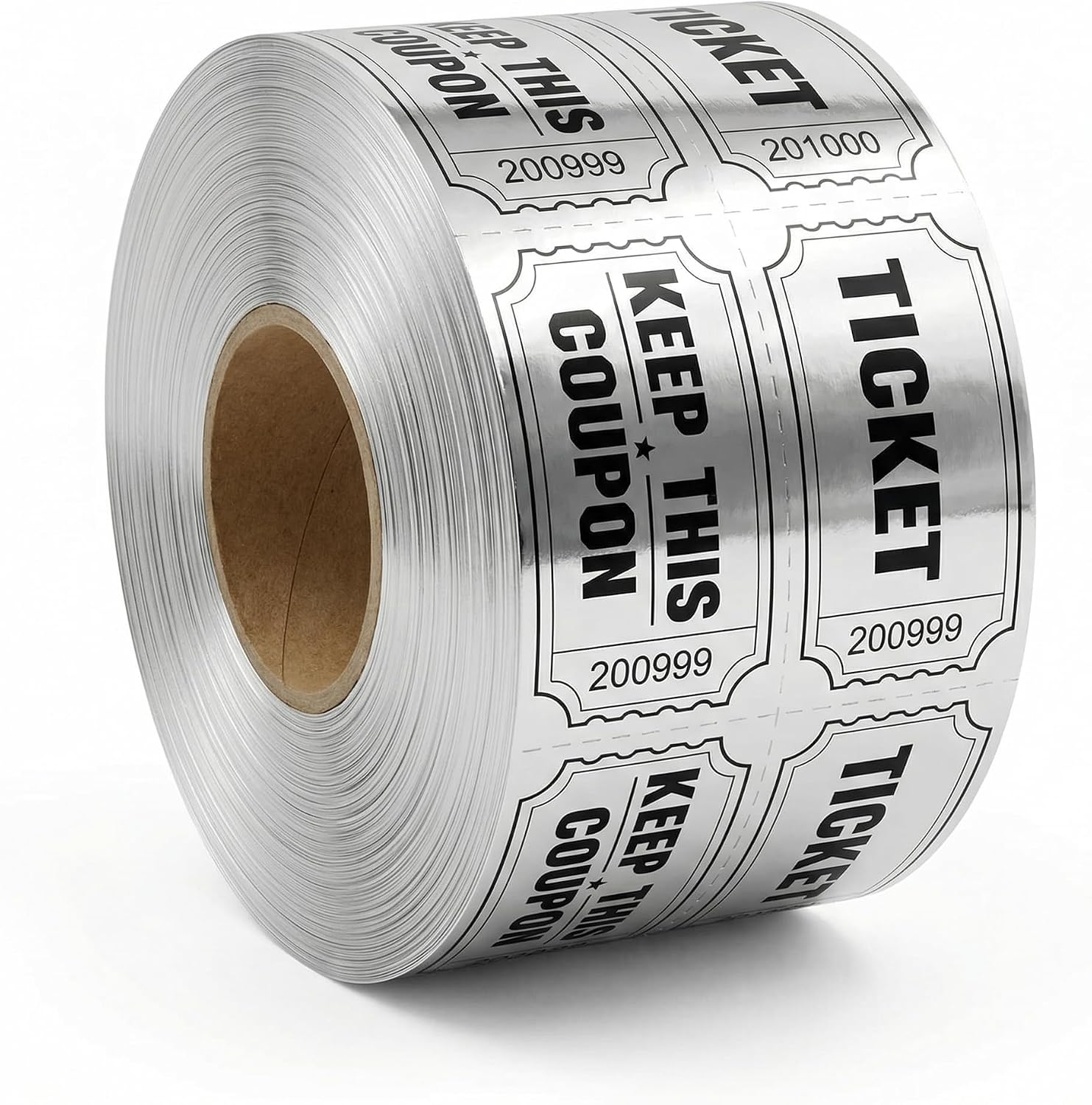 Silver Tickets 1 Roll 1000 Metallic Foil Raffle Tickets